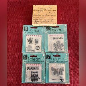 Studio Clear Stamp Set with spring theme and script wood block stamp